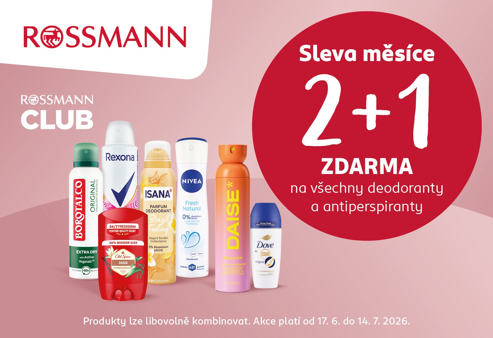 2+1 zdarma na deodoranty a antiperspiranty