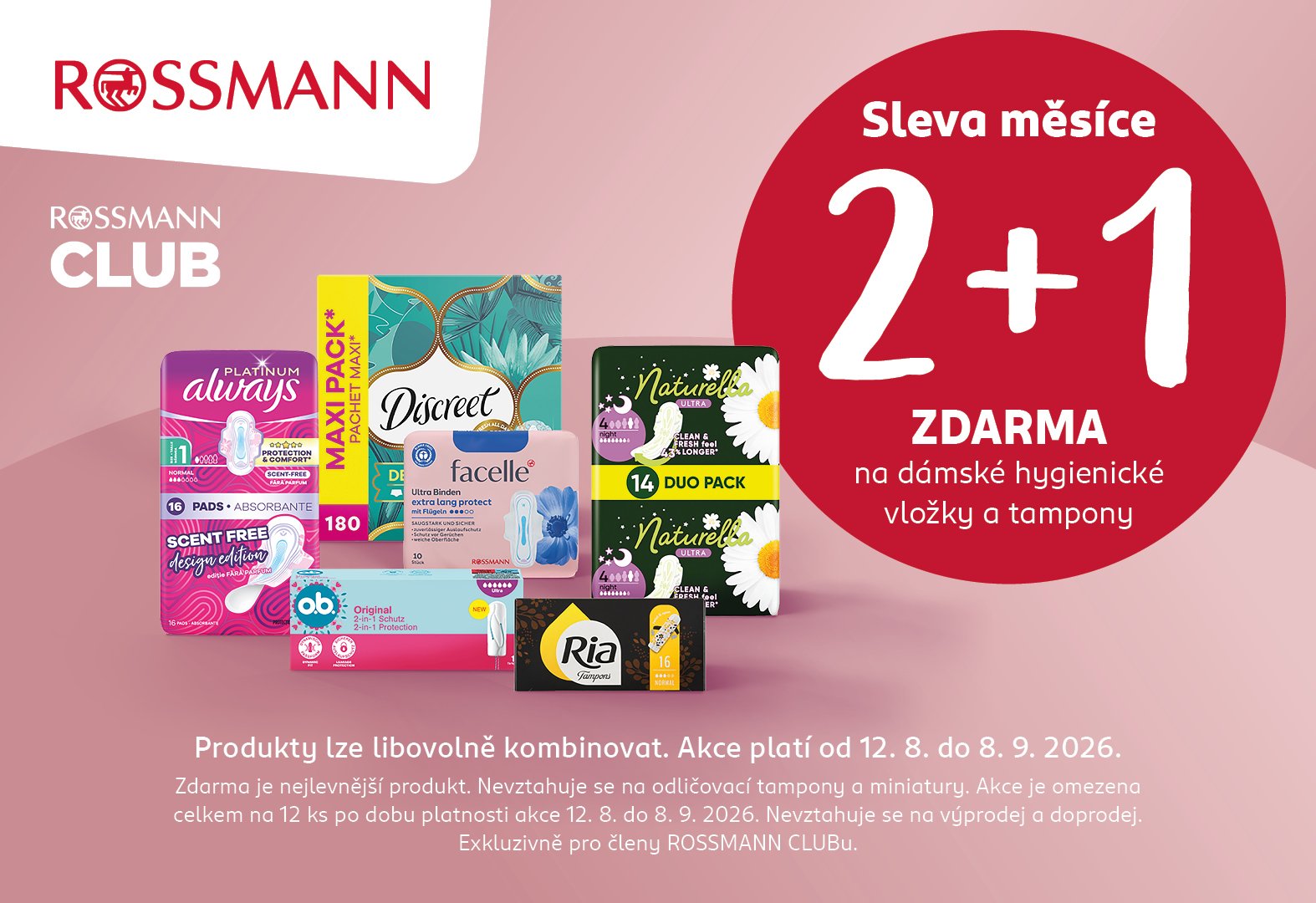 2+1 ZDARMA na dámskou hygienu v ROSSMANN