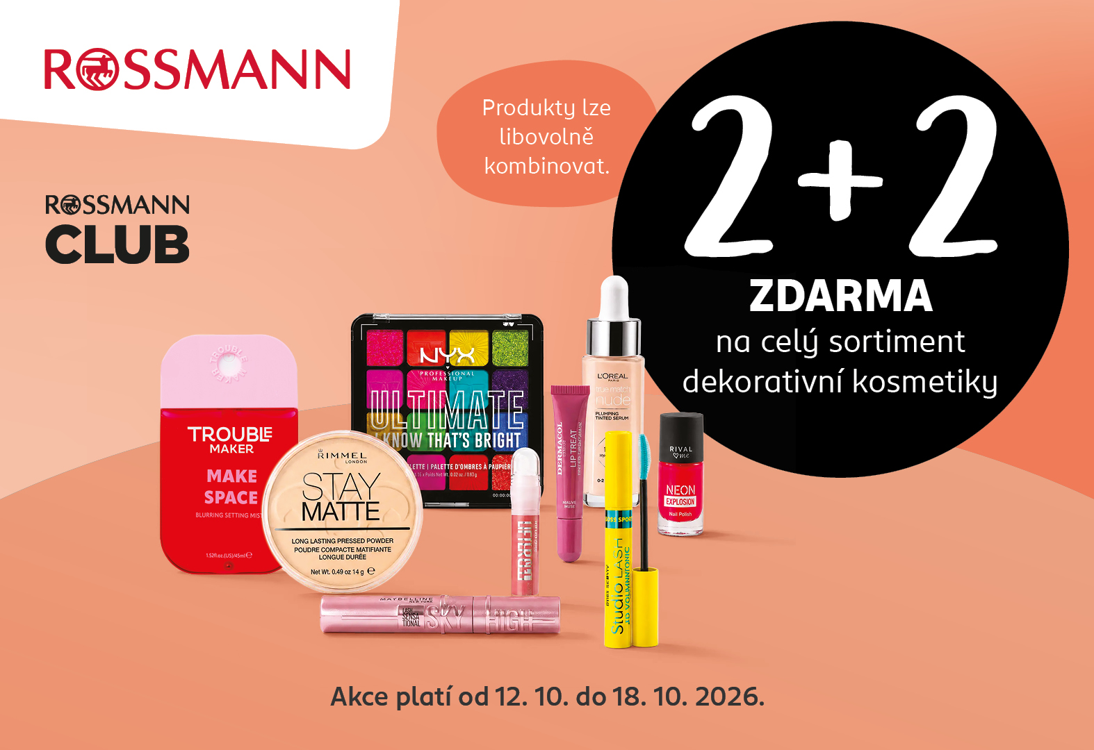 2+2 ZDARMA na dekorativní kosmetiku ROSSMANN!